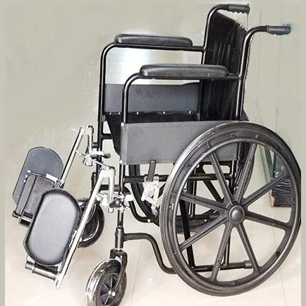 Steel coated black frame wheelchair with Detachable elevating legrest