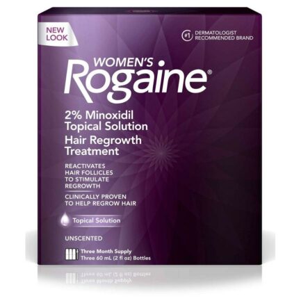 Women's Rogaine 2% Minoxidil Topical Solution for Hair Thinning and Loss, Topical Treatment for Women's Hair Regrowth, 3-Month Supply