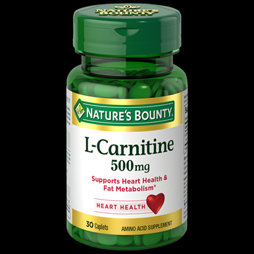 Nature's Bounty L-Carnitine 500 mg Caplets for Heart Health Support, 30 Ct  