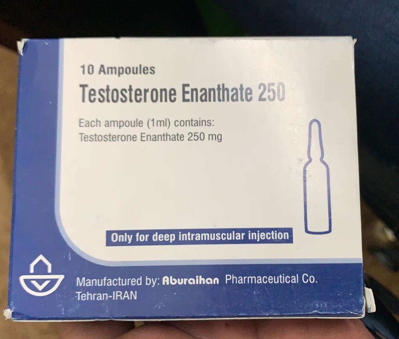 Testosterone Enanthate 250mg Injection 10 Ampoules Rotated 